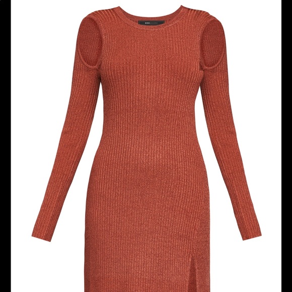 BCBG Braiden Marled Rib Knit Cold Shoulder Dress - Picture 4 of 14